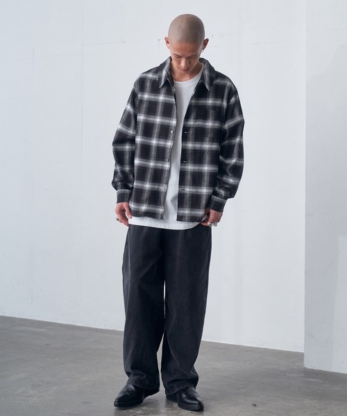 fuv.(ファブ)の「fuv - ombre check open collar shirt オンブレチェックオープンカラーシャツ made in INTER FACTOR(シャツ/ブラウス・メンズ・ブラック/ネイビー/ブラウン・MEDIUM/LARGE)」の6枚目の写真