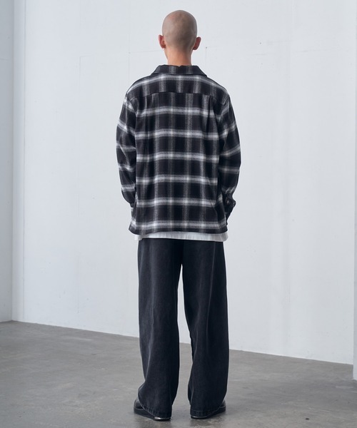 fuv.(ファブ)の「fuv - ombre check open collar shirt オンブレチェックオープンカラーシャツ made in INTER FACTOR(シャツ/ブラウス・メンズ・ブラック/ネイビー/ブラウン・MEDIUM/LARGE)」の7枚目の写真
