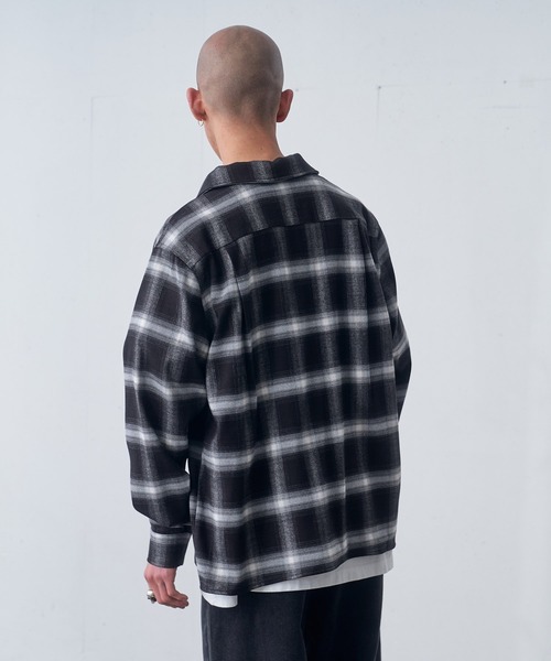 fuv.(ファブ)の「fuv - ombre check open collar shirt オンブレチェックオープンカラーシャツ made in INTER FACTOR(シャツ/ブラウス・メンズ・ブラック/ネイビー/ブラウン・MEDIUM/LARGE)」の5枚目の写真