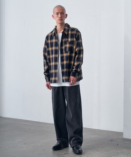 fuv.(ファブ)の「fuv - ombre check open collar shirt オンブレチェックオープンカラーシャツ made in INTER FACTOR(シャツ/ブラウス・メンズ・ブラック/ネイビー/ブラウン・MEDIUM/LARGE)」の14枚目の写真