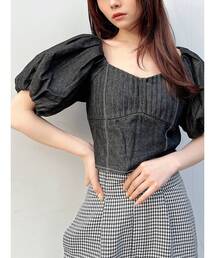 コルセットタックデザインブラウス