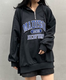 ハーフZIPカレッジロゴチュニックパーカー