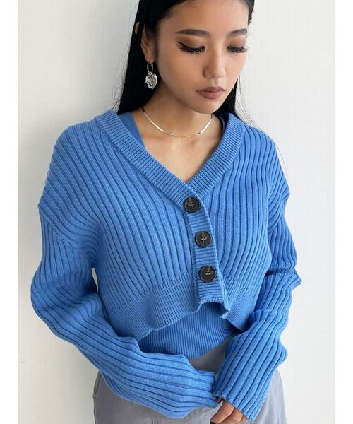 EMODA（エモダ）の「リフォメーションニットカーディガン（カーディガン/ボレロ・レディース・ブルー/ブラック/アイボリー/グリーン・FREE）」の9枚目の写真