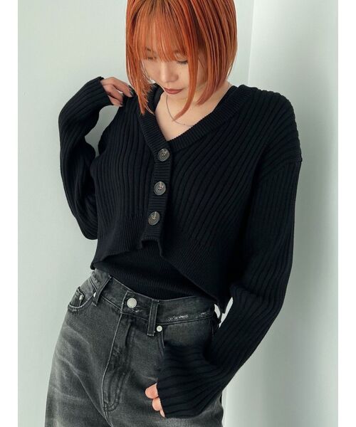 EMODA（エモダ）の「リフォメーションニットカーディガン（カーディガン/ボレロ・レディース・ブルー/ブラック/アイボリー/グリーン・FREE）」の19枚目の写真