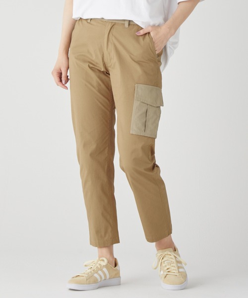 KRIFF MAYER Lady's Collection（クリフメイヤーレディースコレクション）の「異素材ミックスカーゴパンツ（カーゴパンツ・レディース・カーキ/ナチュラル/ベージュ/カラフル/ブラック/ブラウン・LARGE/MEDIUM）」の3枚目の写真