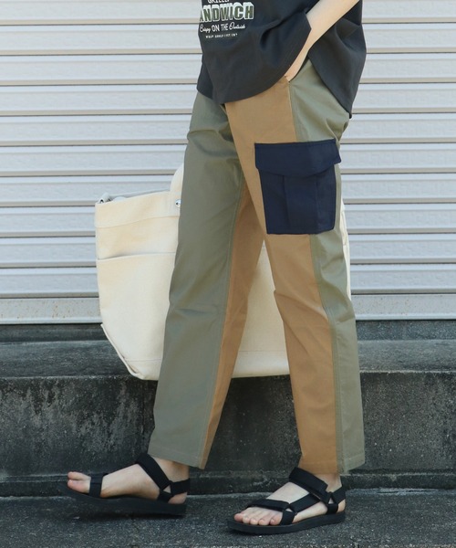 KRIFF MAYER Lady's Collection（クリフメイヤーレディースコレクション）の「異素材ミックスカーゴパンツ（カーゴパンツ・レディース・カーキ/ナチュラル/ベージュ/カラフル/ブラック/ブラウン・LARGE/MEDIUM）」の6枚目の写真