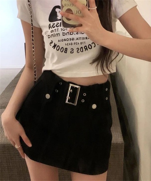 almo（アルモ）の「太ベルトデニムパンツスカート(se)（デニムスカート・レディース・ブラック/ブラック系その他/ホワイト・MEDIUM）」の19枚目の写真