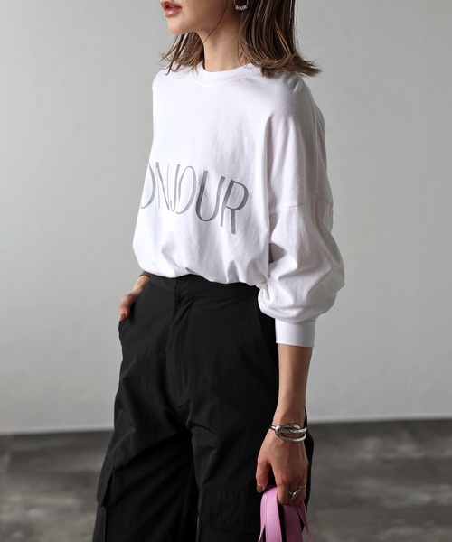Bonjour Sagan（ボンジュールサガン）の「BONJOURロゴピグメントロンT（Tシャツ/カットソー・レディース・ベージュ/ホワイト/チャコールグレー・FREE）」の10枚目の写真