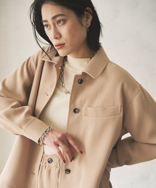 audrey and john wad（オードリーアンドジョンワッド）の「カバーオールシャツブルゾン（シャツ/ブラウス・レディース・ベージュ/ブラック/モカ・FREE）」の14枚目の写真