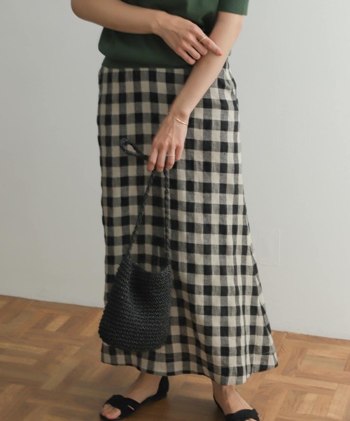 URBAN RESEARCH DOORS（アーバンリサーチドアーズ）の「リネンギンガムフレアスカート（スカート・レディース・ブラック/ブラック系その他・MEDIUM）」の19枚目の写真