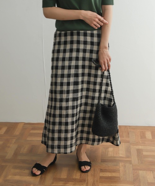URBAN RESEARCH DOORS（アーバンリサーチドアーズ）の「リネンギンガムフレアスカート（スカート・レディース・ブラック/ブラック系その他・MEDIUM）」の15枚目の写真