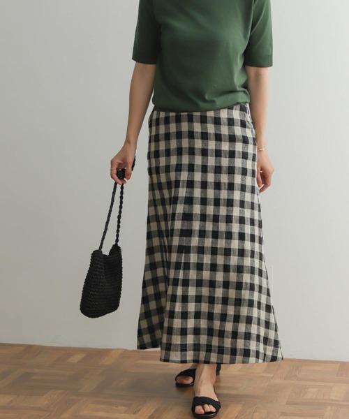 URBAN RESEARCH DOORS（アーバンリサーチドアーズ）の「リネンギンガムフレアスカート（スカート・レディース・ブラック/ブラック系その他・MEDIUM）」の11枚目の写真