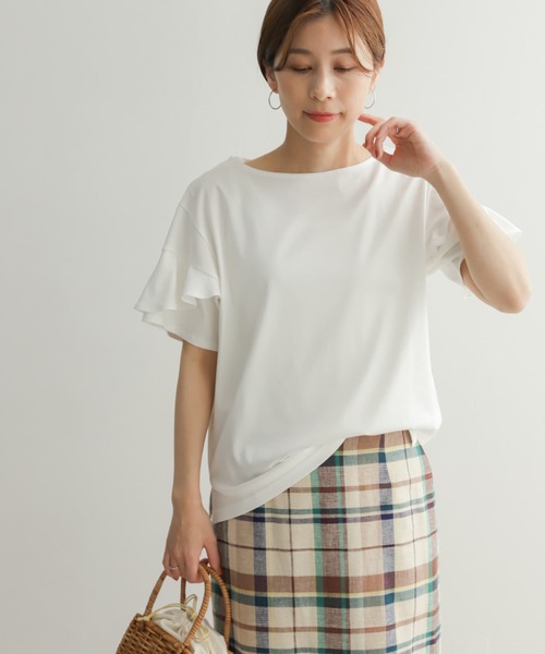 URBAN RESEARCH DOORS（アーバンリサーチドアーズ）の「デザインフリルスリーブプルオーバー（Tシャツ/カットソー・レディース・ブルー系その他/ブラック/オフホワイト・MEDIUM）」の14枚目の写真