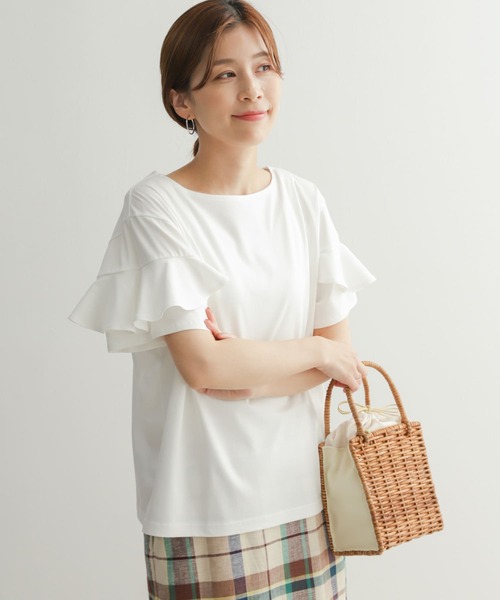 URBAN RESEARCH DOORS（アーバンリサーチドアーズ）の「デザインフリルスリーブプルオーバー（Tシャツ/カットソー・レディース・ブルー系その他/ブラック/オフホワイト・MEDIUM）」の20枚目の写真
