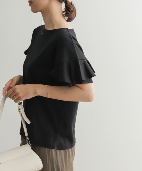 URBAN RESEARCH DOORS（アーバンリサーチドアーズ）の「デザインフリルスリーブプルオーバー（Tシャツ/カットソー・レディース・ブルー系その他/ブラック/オフホワイト・MEDIUM）」の10枚目の写真