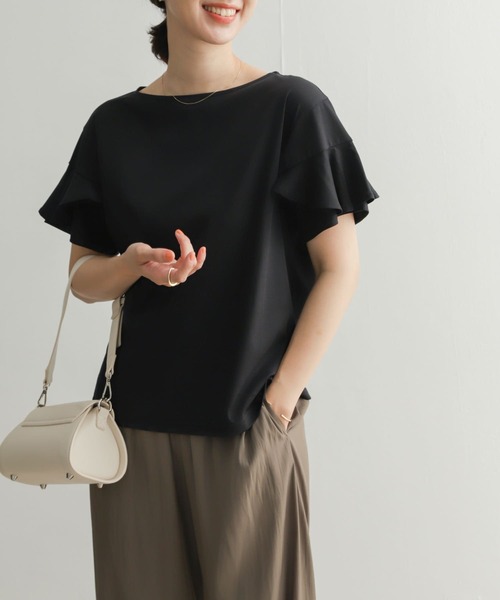 URBAN RESEARCH DOORS（アーバンリサーチドアーズ）の「デザインフリルスリーブプルオーバー（Tシャツ/カットソー・レディース・ブルー系その他/ブラック/オフホワイト・MEDIUM）」の21枚目の写真