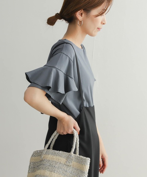 URBAN RESEARCH DOORS（アーバンリサーチドアーズ）の「デザインフリルスリーブプルオーバー（Tシャツ/カットソー・レディース・ブルー系その他/ブラック/オフホワイト・MEDIUM）」の11枚目の写真