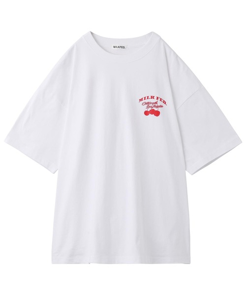 MILKFED.(ミルクフェド)の「RETRO CHERRY WIDE S/S TEE(Tシャツ/カットソー・レディース・ホワイト/ブラック/オフホワイト/グリーン・ONE SIZE)」の6枚目の写真