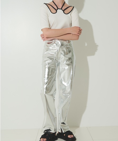 Solace（ソレイス）の「前後2WAY/バイカラーリボントップス（Tシャツ/カットソー・レディース・ブラック/ホワイト・FREE）」の14枚目の写真