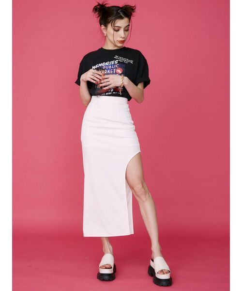EVRIS（エヴリス）の「ディープサイドカットロングスカート（スカート・レディース・ブラック/ホワイト/ピンク・SMALL/MEDIUM）」の6枚目の写真