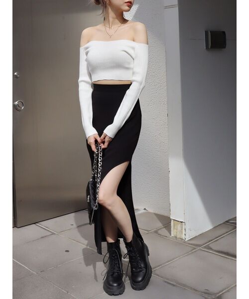 EVRIS（エヴリス）の「ディープサイドカットロングスカート（スカート・レディース・ブラック/ホワイト/ピンク・SMALL/MEDIUM）」の17枚目の写真