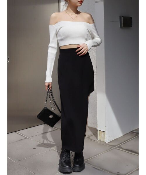 EVRIS（エヴリス）の「ディープサイドカットロングスカート（スカート・レディース・ブラック/ホワイト/ピンク・SMALL/MEDIUM）」の18枚目の写真