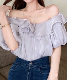 deux amour | オフショルダーシャイニー短丈トップス(チューブトップ)