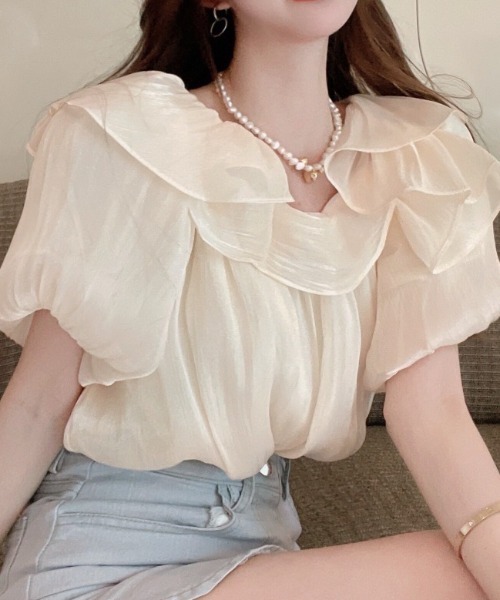 deux amour(ドゥーザムール)の「オフショルダーシャイニー短丈トップス(チューブトップ・レディース・ラベンダー/アイボリー・FREE(9))」の5枚目の写真