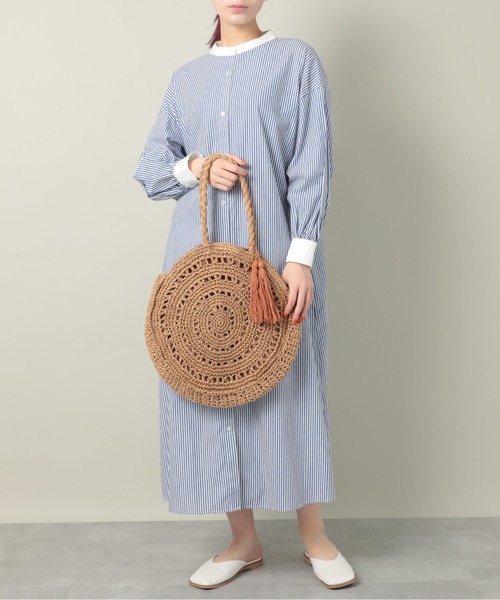 T・S・L（ティーエスエル）の「【T・S・L】サークルペーパー編みバッグ タッセル付き 雑材 1234-207-1（トートバッグ・レディース・ベージュ/ブラウン/グリーン・FREE）」の14枚目の写真