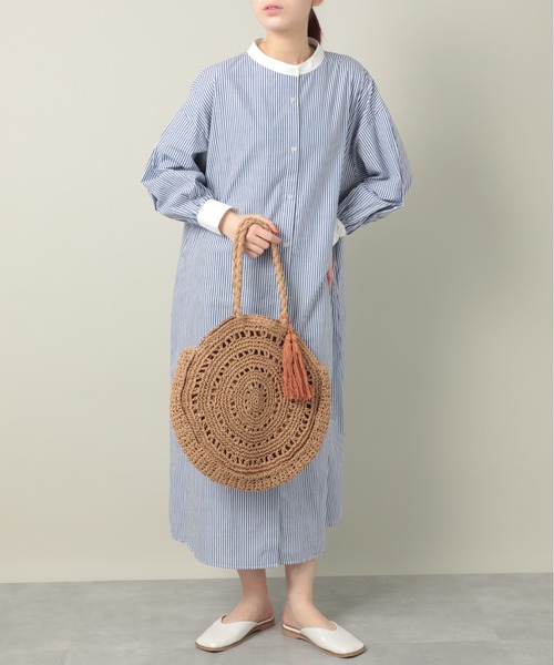 T・S・L（ティーエスエル）の「【T・S・L】サークルペーパー編みバッグ タッセル付き 雑材 1234-207-1（トートバッグ・レディース・ベージュ/ブラウン/グリーン・FREE）」の16枚目の写真