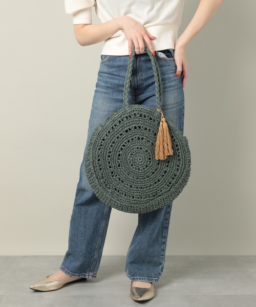 T・S・L（ティーエスエル）の「【T・S・L】サークルペーパー編みバッグ タッセル付き 雑材 1234-207-1（トートバッグ・レディース・ベージュ/ブラウン/グリーン・FREE）」の17枚目の写真