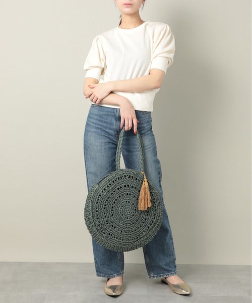 T・S・L（ティーエスエル）の「【T・S・L】サークルペーパー編みバッグ タッセル付き 雑材 1234-207-1（トートバッグ・レディース・ベージュ/ブラウン/グリーン・FREE）」の20枚目の写真