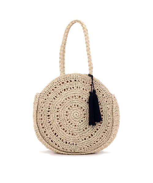 T・S・L（ティーエスエル）の「【T・S・L】サークルペーパー編みバッグ タッセル付き 雑材 1234-207-1（トートバッグ・レディース・ベージュ/ブラウン/グリーン・FREE）」の22枚目の写真