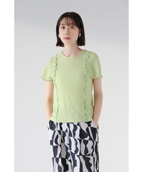 Ray BEAMS（レイビームス）の「Ray BEAMS / シャーリング 配色 ライン Tシャツ（Tシャツ/カットソー・レディース・オフホワイト/ブルー/グリーン・ONE SIZE）」の21枚目の写真