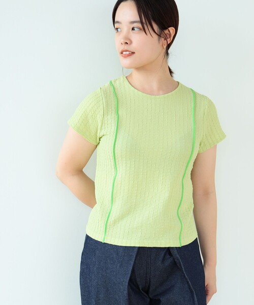 Ray BEAMS（レイビームス）の「Ray BEAMS / シャーリング 配色 ライン Tシャツ（Tシャツ/カットソー・レディース・オフホワイト/ブルー/グリーン・ONE SIZE）」の19枚目の写真