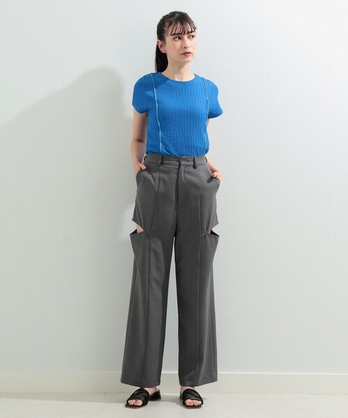 Ray BEAMS（レイビームス）の「Ray BEAMS / シャーリング 配色 ライン Tシャツ（Tシャツ/カットソー・レディース・オフホワイト/ブルー/グリーン・ONE SIZE）」の22枚目の写真