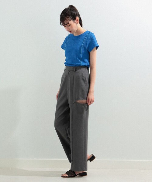 Ray BEAMS（レイビームス）の「Ray BEAMS / シャーリング 配色 ライン Tシャツ（Tシャツ/カットソー・レディース・オフホワイト/ブルー/グリーン・ONE SIZE）」の20枚目の写真