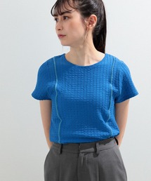 Ray BEAMS | Ray BEAMS / シャーリング 配色 ライン Tシャツ(Tシャツ/カットソー)