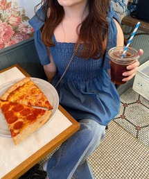 one after another NICE CLAUP | 肩リボンシャーリングキャミビスチェ(キャミソール)