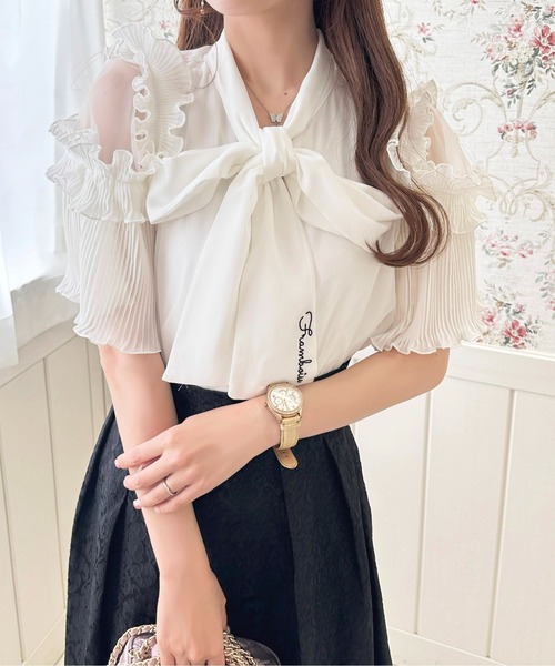 apres jour（アプレジュール）の「フリルプリーツボウタイブラウス【ZOZOTOWN限定アイテム】（シャツ/ブラウス・レディース・ネイビー/オフホワイト/ライトピンク・フリー/X-LARGE）」の14枚目の写真