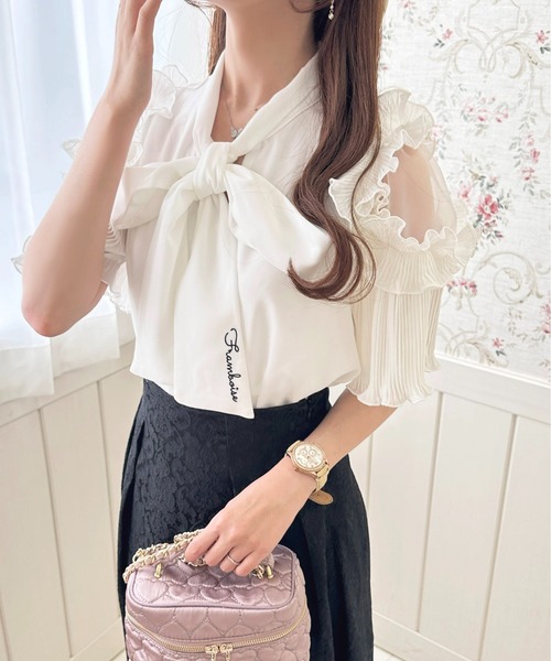 apres jour（アプレジュール）の「フリルプリーツボウタイブラウス【ZOZOTOWN限定アイテム】（シャツ/ブラウス・レディース・ネイビー/オフホワイト/ライトピンク・フリー/X-LARGE）」の16枚目の写真