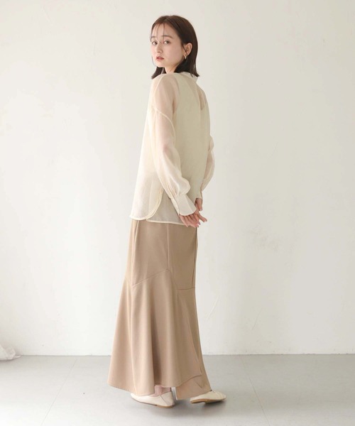 CLEIO（クレイオ）の「【CLEIO】レースアップシアーブラウス（シャツ/ブラウス・レディース・モカ/ブラック/アイボリー・FREE）」の12枚目の写真