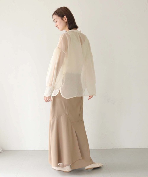 CLEIO（クレイオ）の「【CLEIO】レースアップシアーブラウス（シャツ/ブラウス・レディース・モカ/ブラック/アイボリー・FREE）」の5枚目の写真