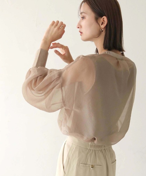 CLEIO（クレイオ）の「【CLEIO】レースアップシアーブラウス（シャツ/ブラウス・レディース・モカ/ブラック/アイボリー・FREE）」の15枚目の写真