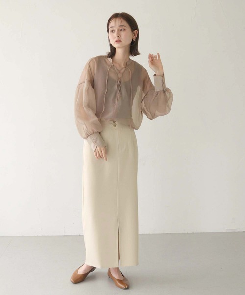 CLEIO（クレイオ）の「【CLEIO】レースアップシアーブラウス（シャツ/ブラウス・レディース・モカ/ブラック/アイボリー・FREE）」の16枚目の写真