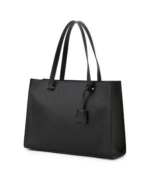 Perfect Suit FActory（パーフェクトスーツファクトリー）の「【PCポケット付】スクエアトートバッグ　ブラック（トートバッグ・レディース・ブラック・FREE）」の3枚目の写真