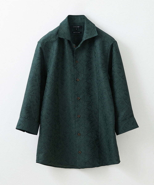 MICHEL KLEIN HOMME (ミッシェルクランオム)の「《日本製》ボタニカル柄7分袖シャツ(シャツ/ブラウス・メンズ・ベージュ/グリーン/ブラック・MEDIUM/LARGE/X-LARGE)」の14枚目の写真