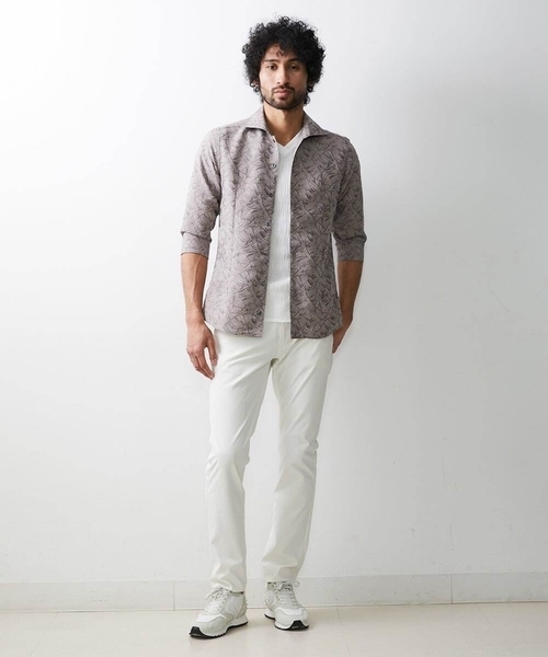 MICHEL KLEIN HOMME (ミッシェルクランオム)の「《日本製》ボタニカル柄7分袖シャツ(シャツ/ブラウス・メンズ・ベージュ/グリーン/ブラック・MEDIUM/LARGE/X-LARGE)」の18枚目の写真