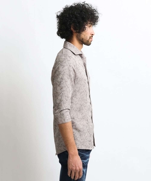 MICHEL KLEIN HOMME (ミッシェルクランオム)の「《日本製》ボタニカル柄7分袖シャツ(シャツ/ブラウス・メンズ・ベージュ/グリーン/ブラック・MEDIUM/LARGE/X-LARGE)」の20枚目の写真