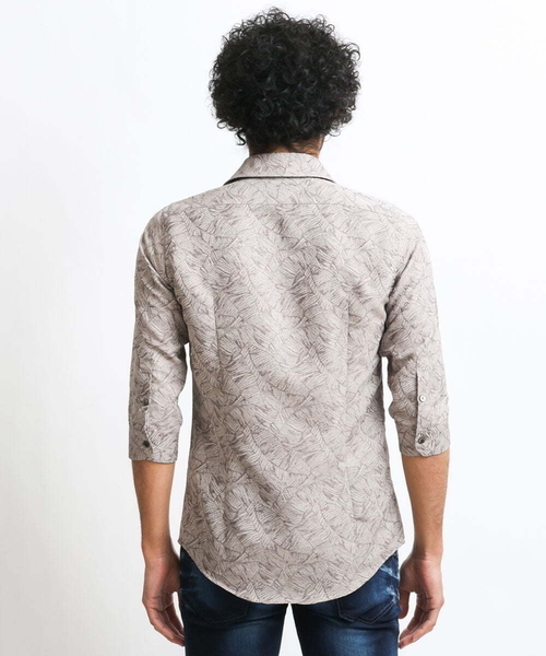 MICHEL KLEIN HOMME (ミッシェルクランオム)の「《日本製》ボタニカル柄7分袖シャツ(シャツ/ブラウス・メンズ・ベージュ/グリーン/ブラック・MEDIUM/LARGE/X-LARGE)」の7枚目の写真